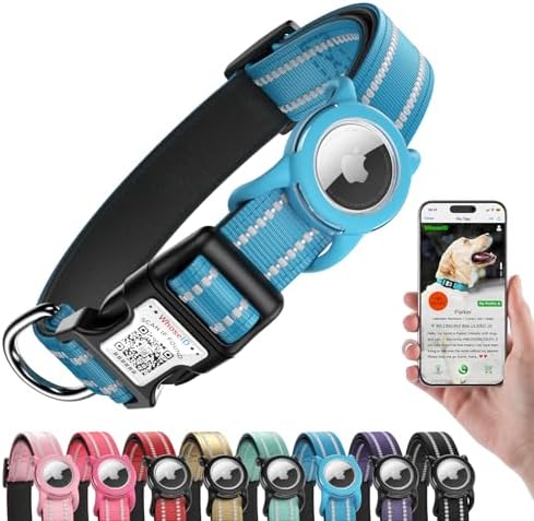 Airtag Dog Collar for Medium Dogs, Reflective Dog Collar with Airtag Holder