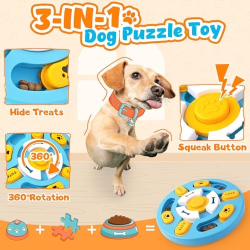 KIPRITII Dog Puzzle Toys with Dog Lick Mat for Small & Medium Dogs