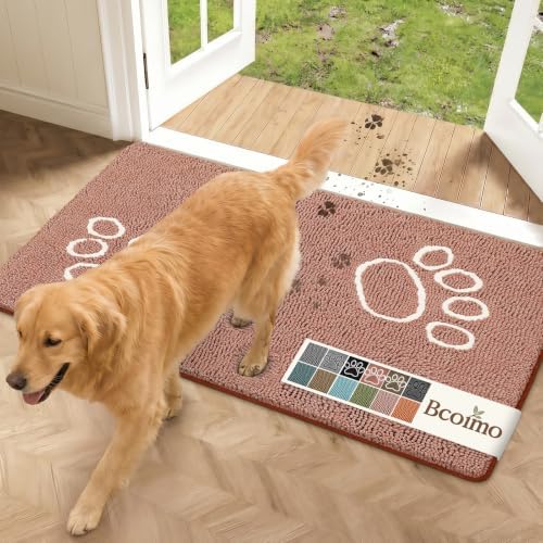Bcoimo Super Absorbent Dog Door Mat, 48"*30" Anti Slip Mat for Muddy Paws