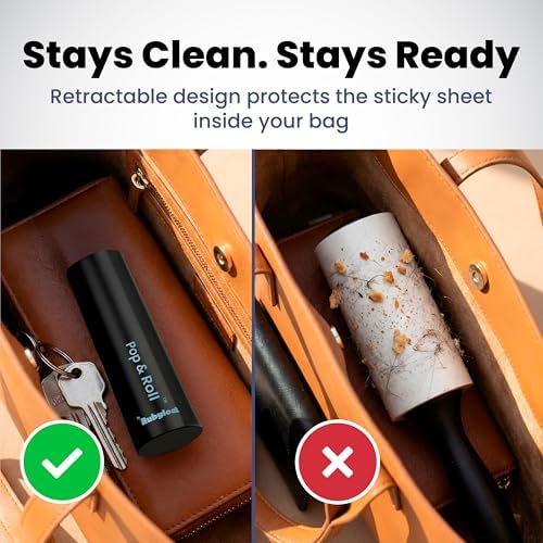 Retractable Mini Lint Roller for Pet Hair, 210 Sheets, 3 Pack + 4 Refills