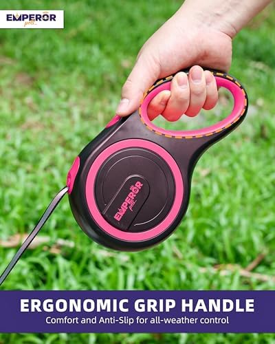 Emperor Pets Retractable Dog Leash, 26 ft, Up to 110lbs, Pink -PK26