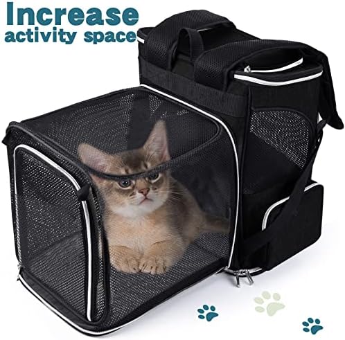 BAGLHER Expandable Pet Carrier Backpack，Pet Backpack for Small Cats Puppies Dogs Bunny, Airline-Approved Ventilate Backpack for Travel, Hiking and Outdoor Use. Black