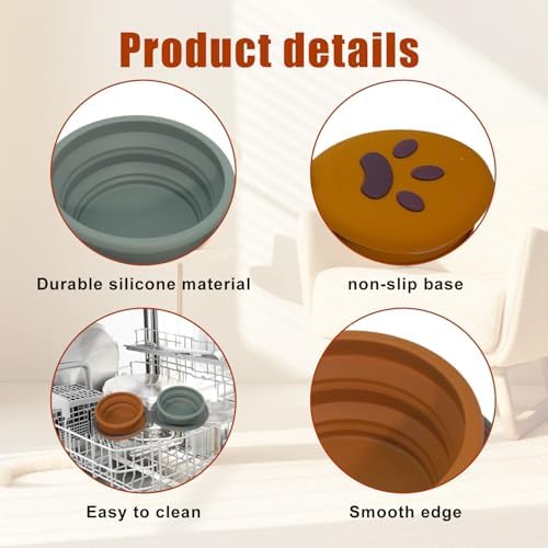 2-in-1 Collapsible Dog Travel Bowl Portable Silicone Carabiner