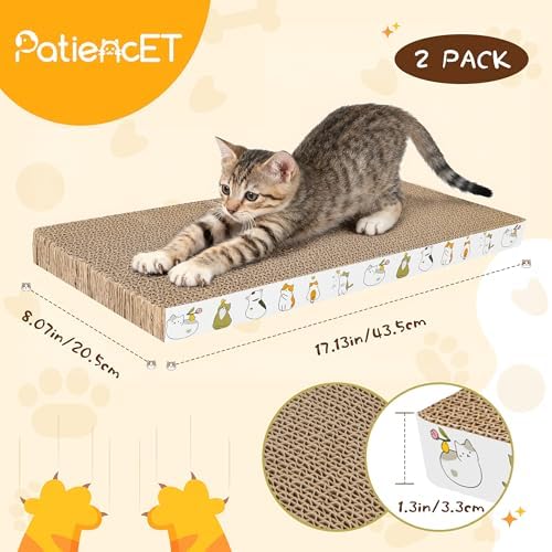 PatiencET 2 Pack Cardboard Cat Scratcher Pad with Catnips