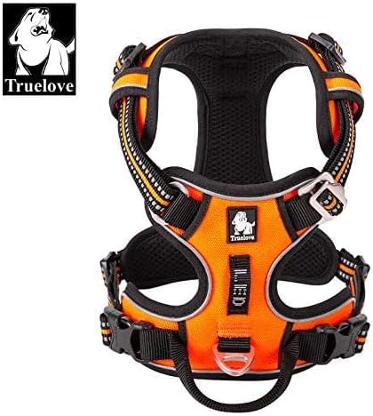 WINHYEPET True Love No Pull Dog Harness Extra Reflective Pet Harness for Small Medium Large Dogs Adjustbale for Running Walking Padded Soft Mesh Vest Easy Control TLH56512(Orange,L)
