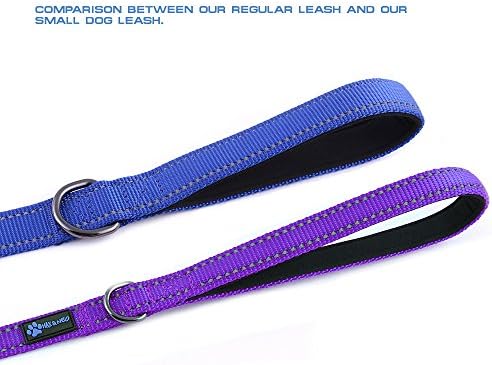 Max and Neo Small Dog Leash - Reflective Nylon, Donates to Dog Rescue (Purple, 4x5/8)