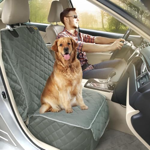 Bark Lover Car Seat Covers Front Seats,Car Seat Protector for Dogs,Scratch-Proof Dog Car Seat Cover,Universal Fit for Cars Trucks SUVs(Grey,1 Pack)