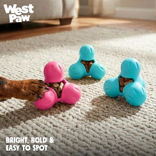 WEST PAW Zogoflex Tux Treat Dispensing Dog Chew Toy – Interactive Chewing Toy for Dogs – Dog Games for Aggressive Chewers, Fetch, Catch – Holds Kibble, Treats, Small 4", Teal