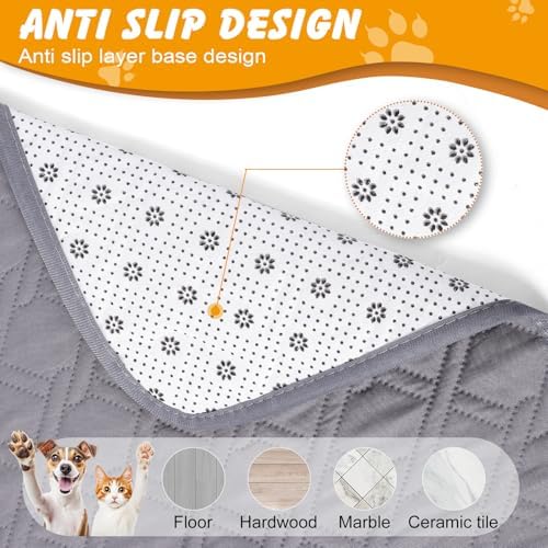 Washable Dog Pee Pads 2 Pack, 24 x 18 in, Reusable Waterproof Grey