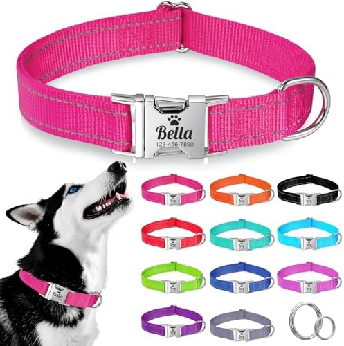 Silent Dog Collar Personalized with Name Phone Number Laser Engraved