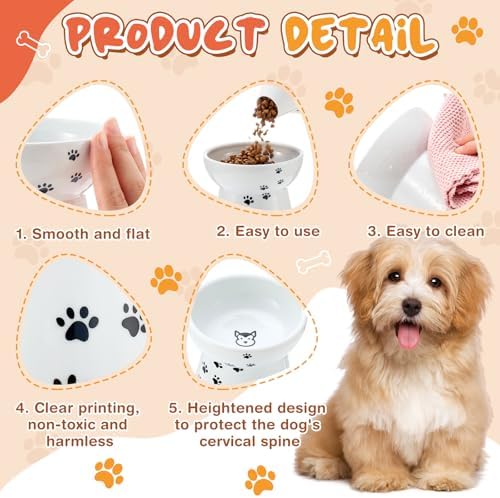 Teenyyou 2 Pack Elevated Dog Bowls for Small Dogs and Cats, 3.7" H x 4.8" W