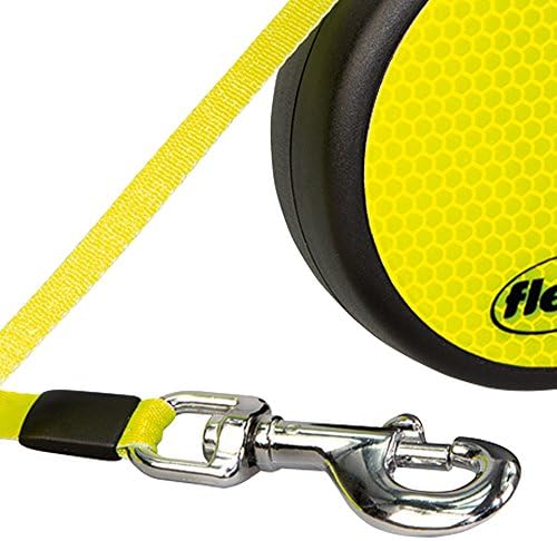 FLEXI Neon Retractable Dog Leash (Cord), 16 ft, Small, Black/Yellow