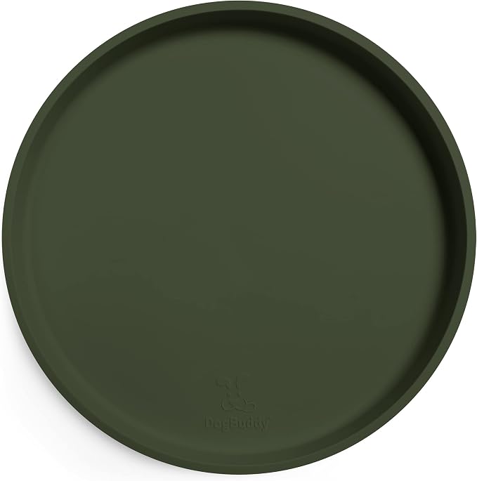 DogBuddy Dog Food Mat - Waterproof Dog Bowl Mat, Silicone Pet Mat for Food and Water Bowls, Nonslip Pet Feeding Mat with Edges, Dogs Food Mats for Floors, Puppy Supplies (XS, Khaki Green)