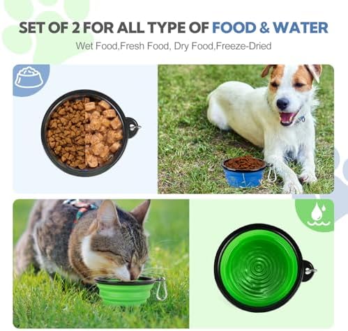 Collapsible Dog Bowl for Travel,2-Pack 12oz Pet Portable Water Food Bowls
