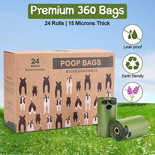 Ownpets Ultra Thick Lavender-Scented Dog Waste Bags, Leak-proof Large Pet Poop Bags for Dogs, 360 Count