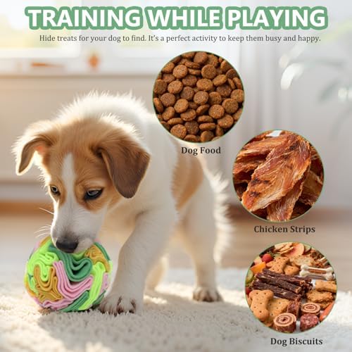 Vibrant Snuffle Ball for Dogs, Playful Color-Mix Slow Feeder Toy, Eye-Catching Interactive Puzzle for Mental Enrichment, Indoor Fun for Small Medium Large Dogs