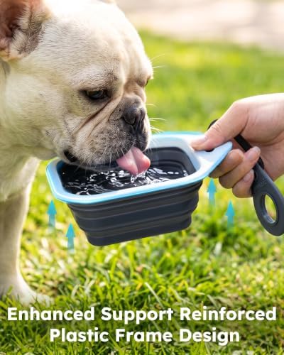 Pecute 2 Pack Foldable Travel Dog Bowls, Portable Silicone, Grey/Dark Grey