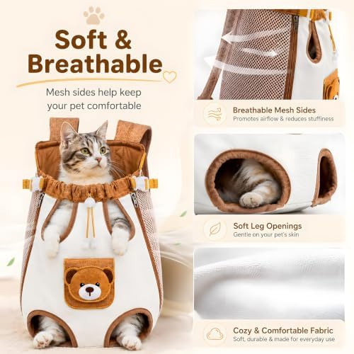 Cute Bear Design Front Pet Carrier Backpack for Small Pets，XXL
