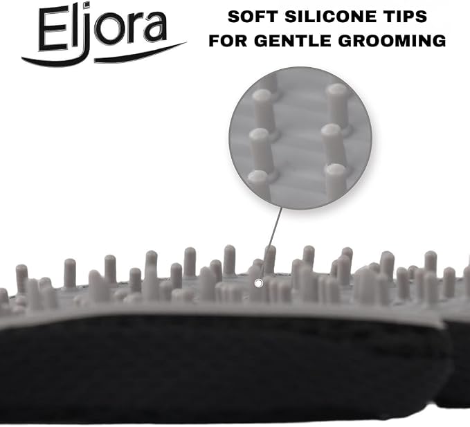 Pet Grooming Glove (Pair) & Dematting Comb Set – Anti-Slip Handle Deshedding Comb+ Gentle Massage Gloves for Dogs & Cats – Removes Loose Hair, Mats & Tangles – Safe, Effective Grooming