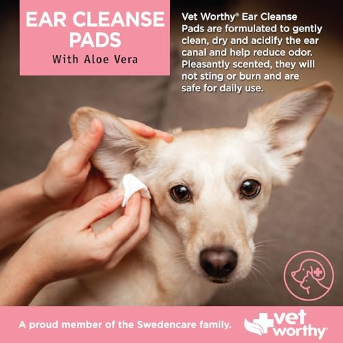Vet Worthy Ear Wipes for Dogs with Aloe Vera - Removes Wax & Dirt - 100ct