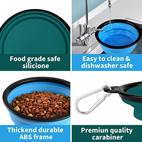 COOYOO Collapsible Dog Bowl,2 Pack Collapsible Dog Water Bowls for Cats Dogs,Portable Pet Feeding Watering Dish for Walking Parking Traveling with 2 Carabiners