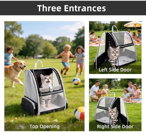 Cat Carrier Soft Sided Pet Carrier Backpack Airline Approved cat Bag for Cats & Dogs - Collapsible, 270° Breathable Design with 1 Pet Poop Bag+ 5 Leak-Proof Pee Pads, Ideal for Small/Medium Pets