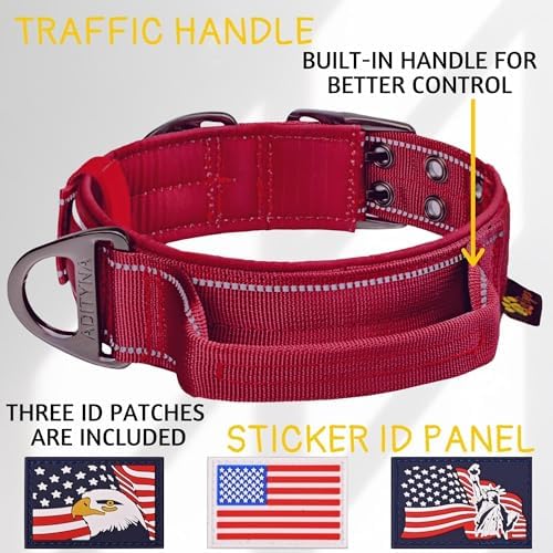 ADITYNA Heavy Duty Dog Collar for Extra-Large Dogs with Traffic Handle
