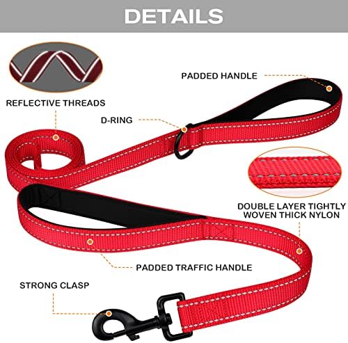 Joytale Dog Leash for Large Dogs that Pull, Double Handle, 6FT, Red