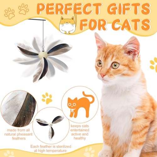 8 Pcs Cat Feather Propeller Toys Refills Replacement Propeller Interactive Cat Toy Refills Kittens Toy Feather Replacement Wand Teasers Attachments for Kittens Wand(Lovely)