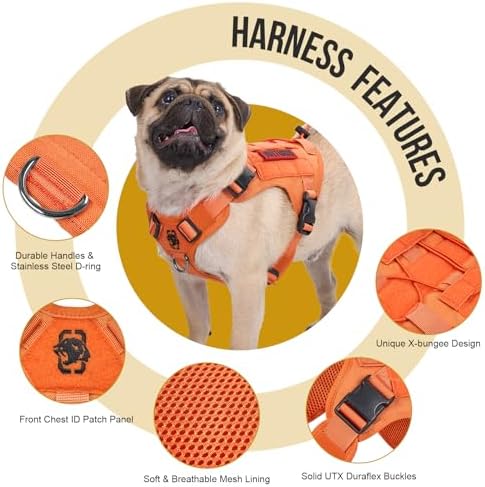 OneTigris Tactical Dog Harness Vest No-Pull Service Dog Vest for Small Dogs