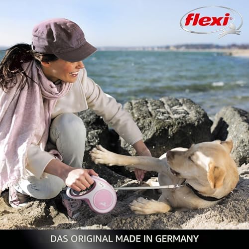 Flexi New Comfort Tape Grey & Rose Small 5m Retractable Dog Leash/Lead for Dogs up to 15kgs/33lbs