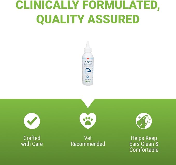 Vetoquinol PH•notix Advanced Ear Cleaner & Wax Remover - Liquid Ear Cleaning Support for Dogs & Cats - Supports Healthy Canals - Fast-Acting & No-Rinse Formula - pH Balanced & Paraben-Free - 4 fl oz