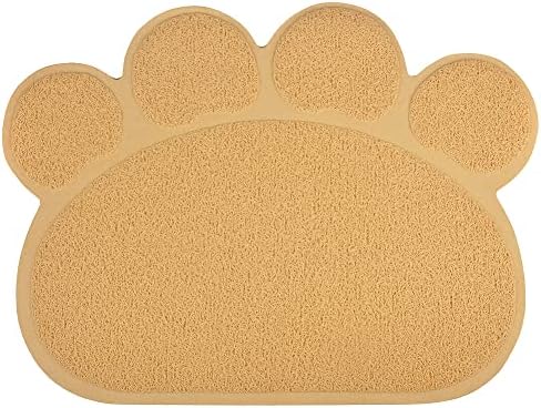 DM Paw-Shaped Large Cat Litter Box Mat, 23.5x17.5 Inches (Creamy)