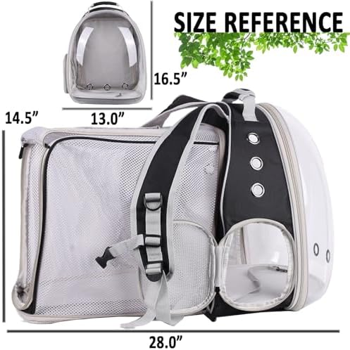 Square Back Extension Pet Backpack Carrier for Cat and Small Puppy up to 12 Pounds, Clear Space Capsule Astronaut Transparent Bubble Window Backpack to Carry and Transport Cat to Vet and Traveling