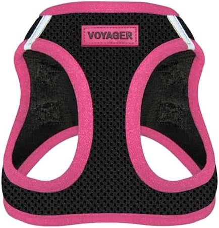 Voyager Step-in Air Dog Vest Harness - Black/Pink Trim, X-Small