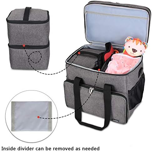 Teamoy 2 Layer Dog Travel Bag, Pet Supplies Weekend Tote Organizer, Gray