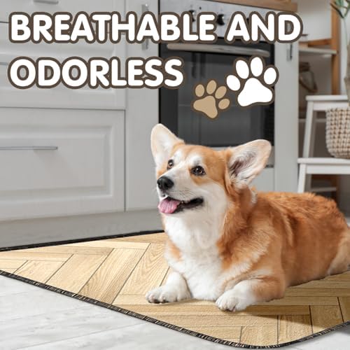 2PC Reusable Wood Pattern Mat, Washable Non-Slip Dog Pee Pads 35x24in