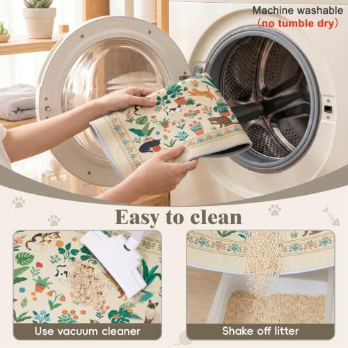 Bienbee Cat Litter Mat, 2 Pack 33" x 22" Machine Washable for Litter Boxes