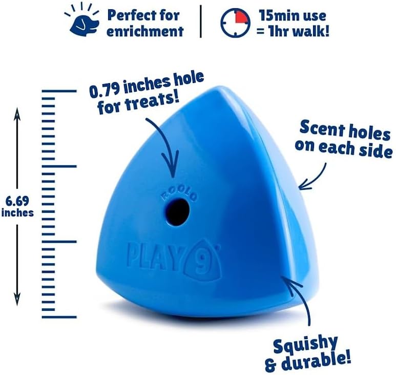 Roolo - Dog Treat Dispenser Toy (Blue), Teething Toys for All Breeds