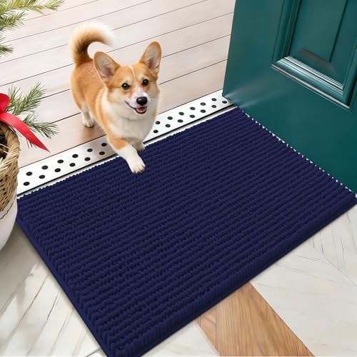 OLANLY Dog Door Mat for Muddy Paws 24x16, Extra Absorbent Chenille Mud Mat