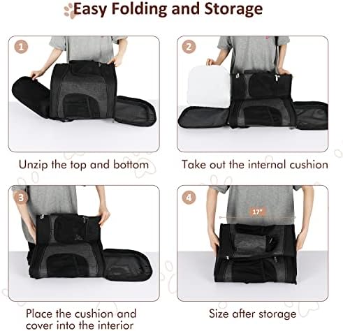 Tirrinia Two-Sided Entry Pet Backpack Travel Carrier for Cats & Small Dogs, Airline-Approved, Padded Back Support, Ideal for Hiking, Walking, Cycling & Outdoor Adventures