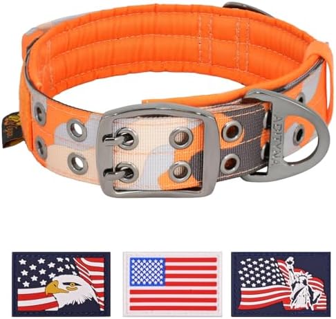 ADITYNA Heavy Duty Orange Dog Collar for Large Dogs with Traffic Handle