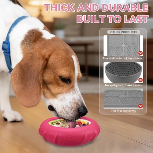 Dog Lick Bowl, Bestalk Wobbly Freeze Bowl Enrichment Feeder for Dogs, Anxiety Relief Lick Mat Puzzle Toy for Distraction, BPA Free Silicone, Dishwasher Safe(Rose,S)