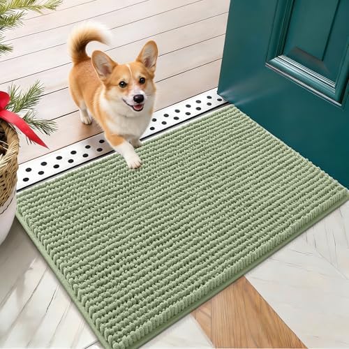 OLANLY Dog Door Mat for Muddy Paws 24x16, Extra Absorbent Chenille Mud Mat