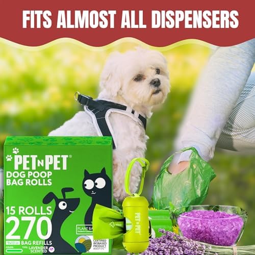Pet N Pet Dog Poop Bags Rolls, 270 Count, Lavender Scented, Plant Based