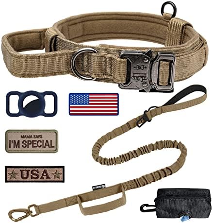 Tactical Dog Collar and Leash Set with Handle for Large Dogs