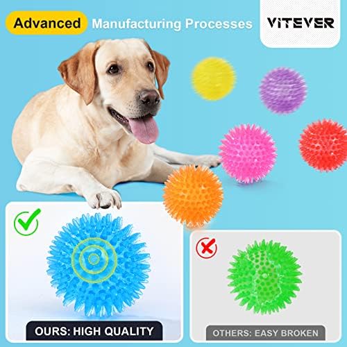VITEVER 8 Colors 2.5” Squeaky Dog Toy Balls for Small Medium Dogs, Puppy Chew Toys for Teething, Spiky Balls for Small Dogs, Durable Toys for Teeth Cleaning and Training - Safe, BPA Free