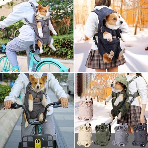 Pet Dog Front Carrier Backpack for Small Dogs Puppy Chest Cat Holder, for 4-19kg/7-42lb Pet (Green,Medium)