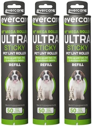 Evercare Pack of 3 All-Purpose Pet Mega Oversized Lint Roller Refills, 50 Sheets Each