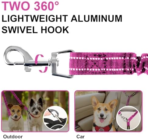 MingXpet 2 Dog Leash, Dog Leash for 2 Dogs, 360° Swivel No Tangle Double Walking Training Leashes for Small Dogs, Comfortable Shock Absorbing Reflective Bungee, Rose